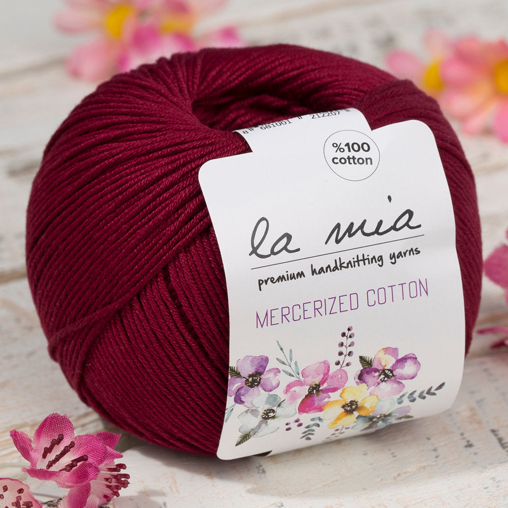La Mia Mercerized Cotton Bordo El Örgü İpi - 23